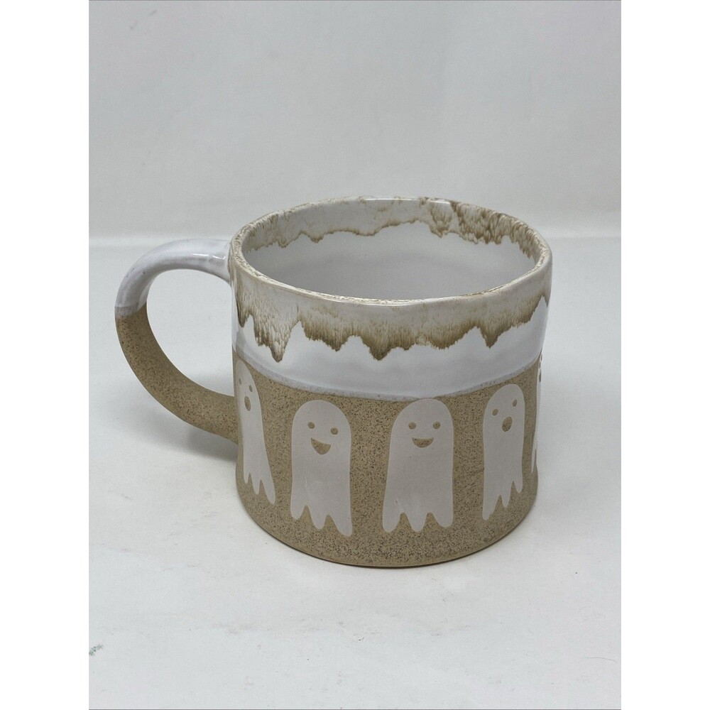 Happy Hauntings Halloween White & Tan Ghost Stoneware Mug